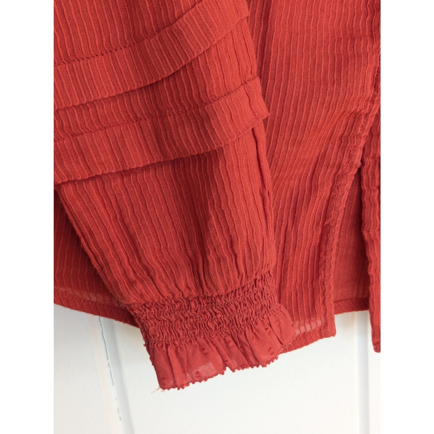 Faherty Red Organic Cotton Western Style Top Size XS