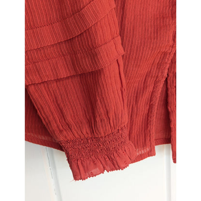Faherty Red Organic Cotton Western Style Top Size XS