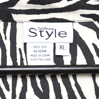 California Style Zebra Print 100% Silk Top XL
