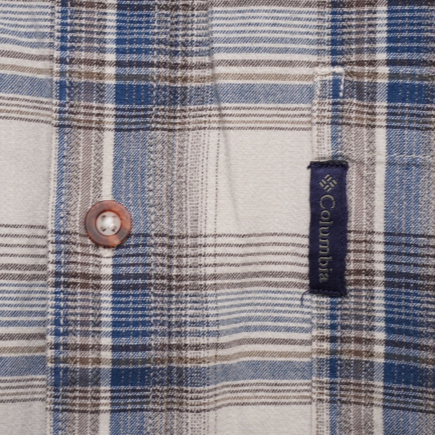 Columbia Sportswear Gray/Blue/Brown Cotton Plaid Shirt Size L