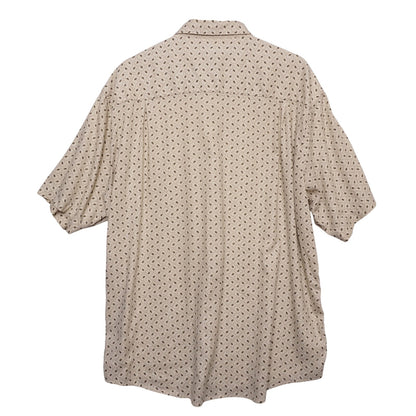 Vintage Claiborne Shirt Mens XL Beige Geometric Pattern Short Sleeve