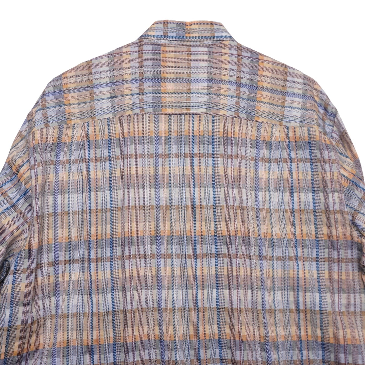 Jhane Barnes XL Button Front Shirt Plaid Woven Japan Fabric Retro