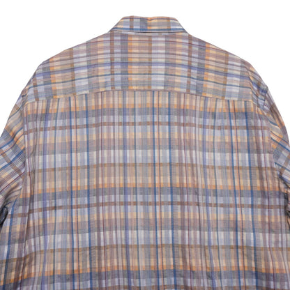 Jhane Barnes XL Button Front Shirt Plaid Woven Japan Fabric Retro