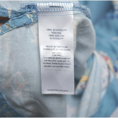 Faherty Beach House Collection Blue Beach Shirt Retro Summer Town Print Size L
