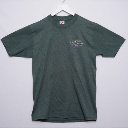 Vintage Green Las Vegas Embroidered T-shirt Blue Size M