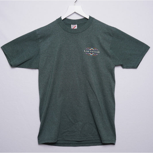 Vintage Green Las Vegas Embroidered T-shirt Blue Size M