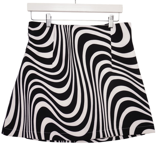 C&A 1841 Black & White Op Art Mini Skirt | Size 9 | Retro Mod | Made in Mexico