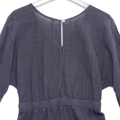 Free People Black Cotton Romper – Size S – Boho Knot Front Jumpsuit with Balloon Sleeves