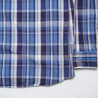 Ermenegildo Zegna Blue Plaid Cotton/Linen Blend Shirt L