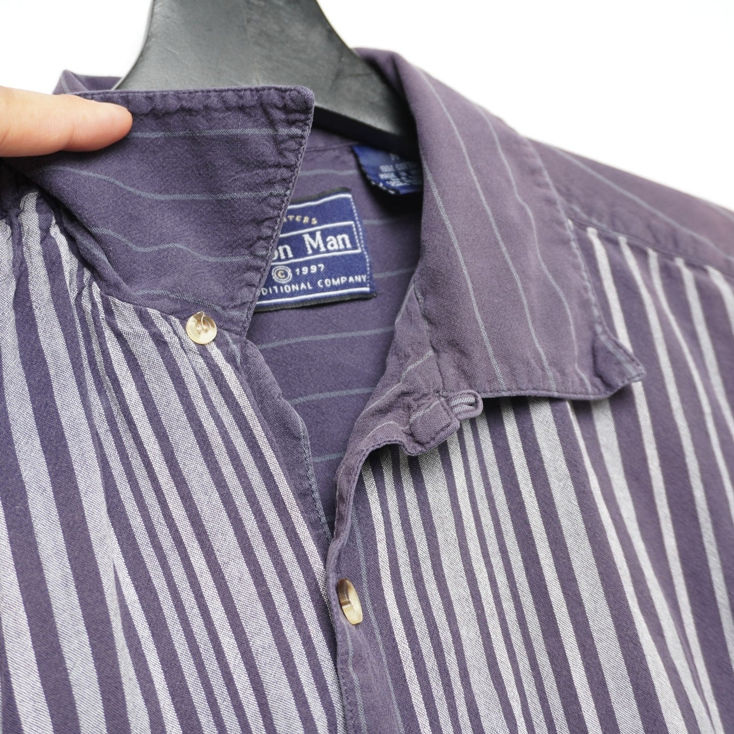 Common Man Striped Short Sleeve Button Up Shirt 100% Cotton M