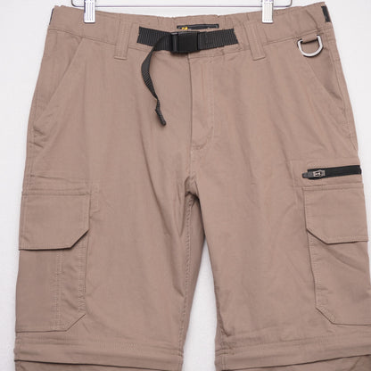 The BC Clothing Co Tan Convertible Cargo Hiking Pants Belted Size M/32