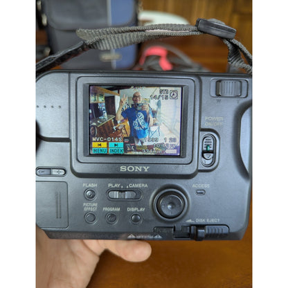 Sony Mavica MVC – FD73 Digital Camera Bundle (W/ Battery, Charger, 2 Disks, Bag)