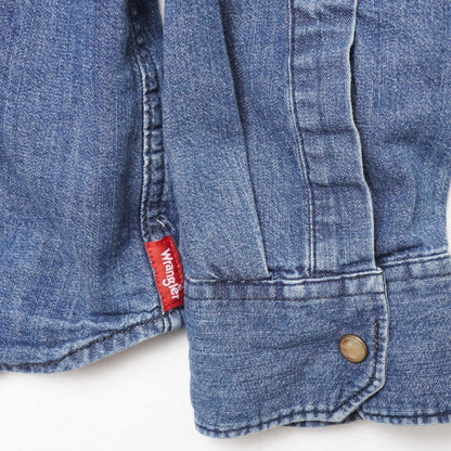 Wrangler Western Denim Shirt XL Snap Button Chambray Long Sleeve Cowboy