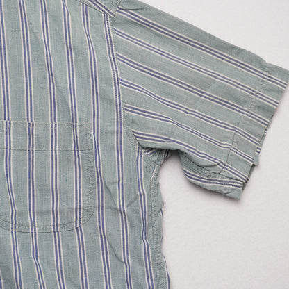 VTG Levi’s Striped Short Sleeve Button Up Shirt Green Blue Cotton Men's Medium
