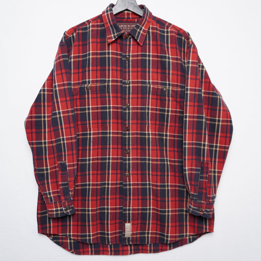 Abercrombie & Fitch Red/Navy Plaid Authentic Chamois Shirt Men’s M Heavy Flannel