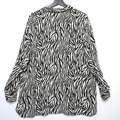 California Style Zebra Print 100% Silk Top XL
