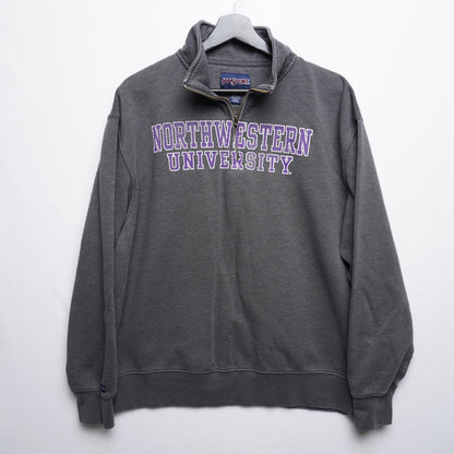 Jansport Northwestern University Quarter Zip Sweatshirt | XL Gray Collegiate Pullover