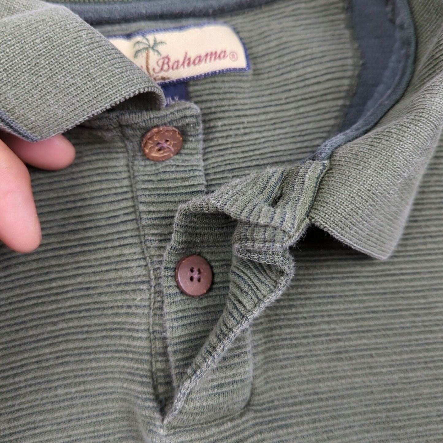 Men's Tommy Bahama Green Silk Blend Collared Casual Pullover Shirt L