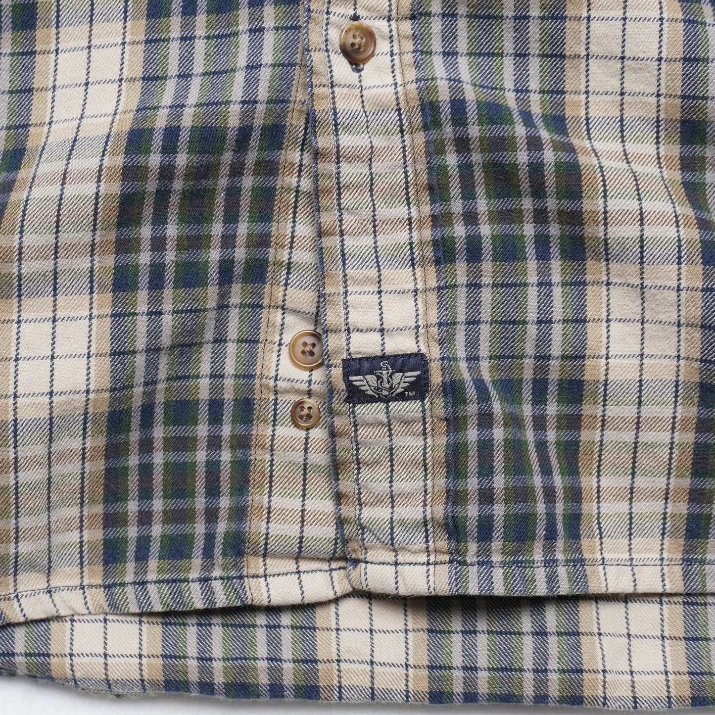 Vintage Dockers Green/Cream Flannel Shirt 100% Cotton Size L