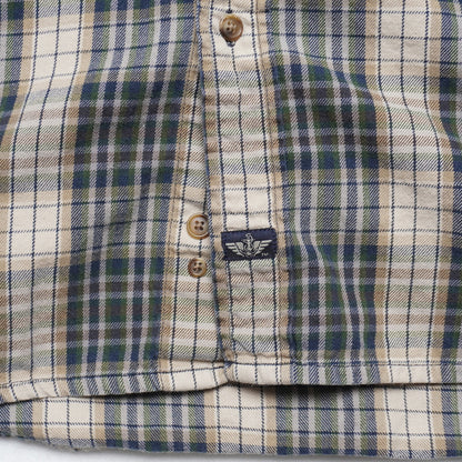Vintage Dockers Green/Cream Flannel Shirt 100% Cotton Size L