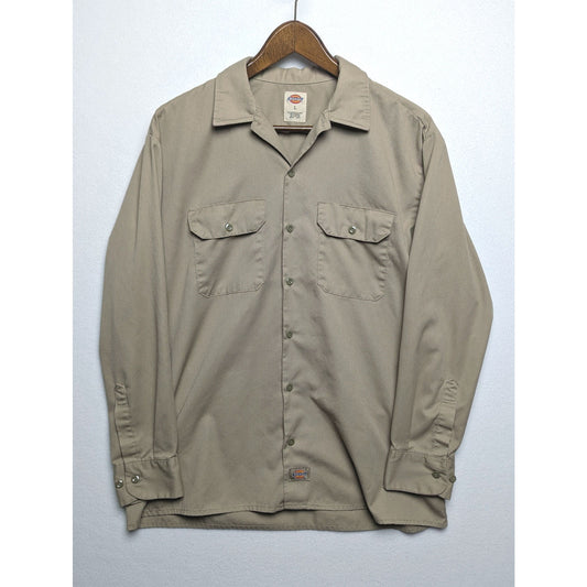 Dickies Khaki Color Long Sleeve Work Shirt Size Large