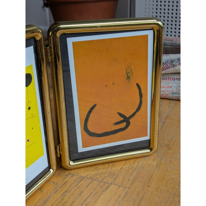 Vintage Gold Double Hinged Picture Frame by Fetco – 5x7" Brass-Tone Metal – MCM