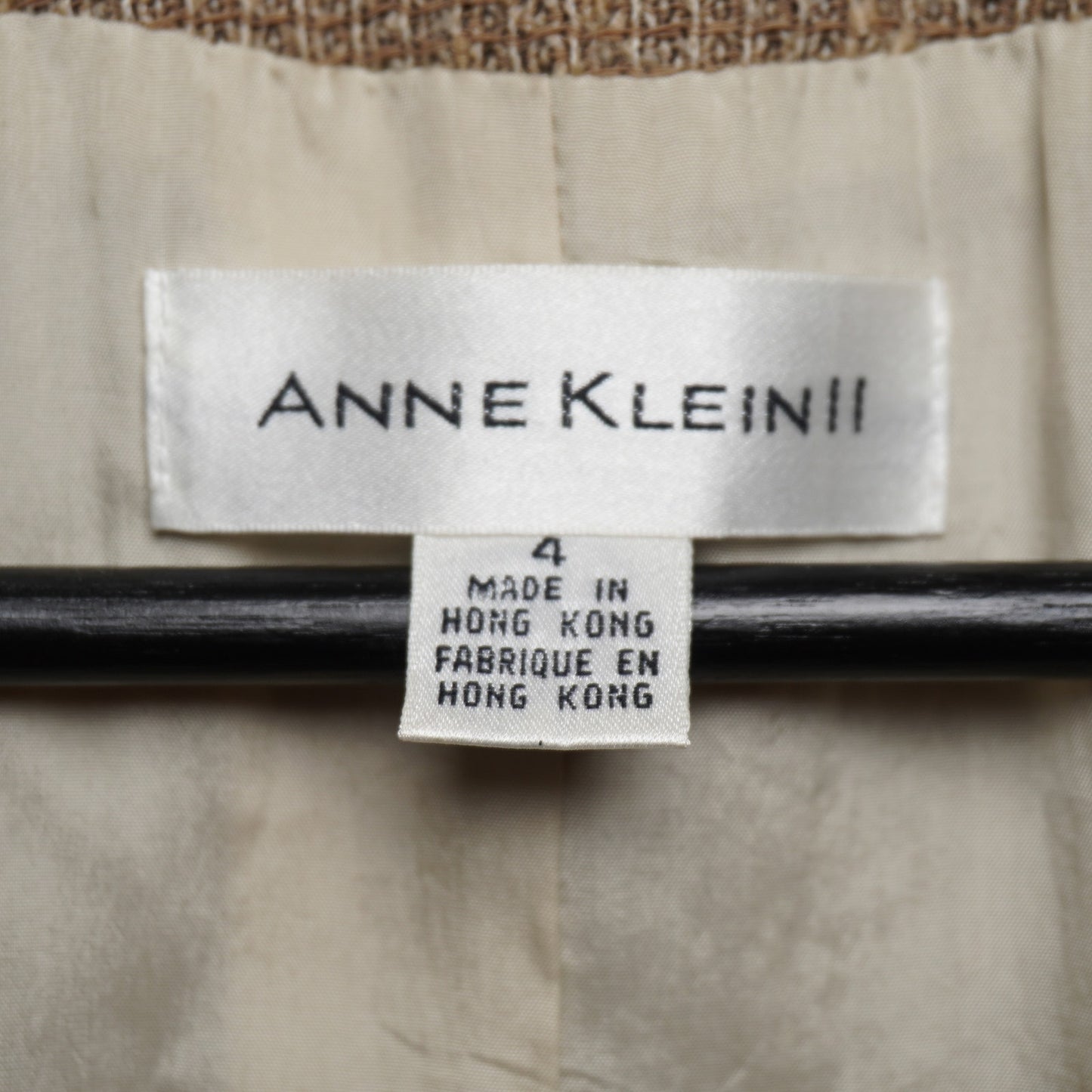 Vintage Anne Klein II Wool Blazer Brown Textured Minimalist Jacket US4