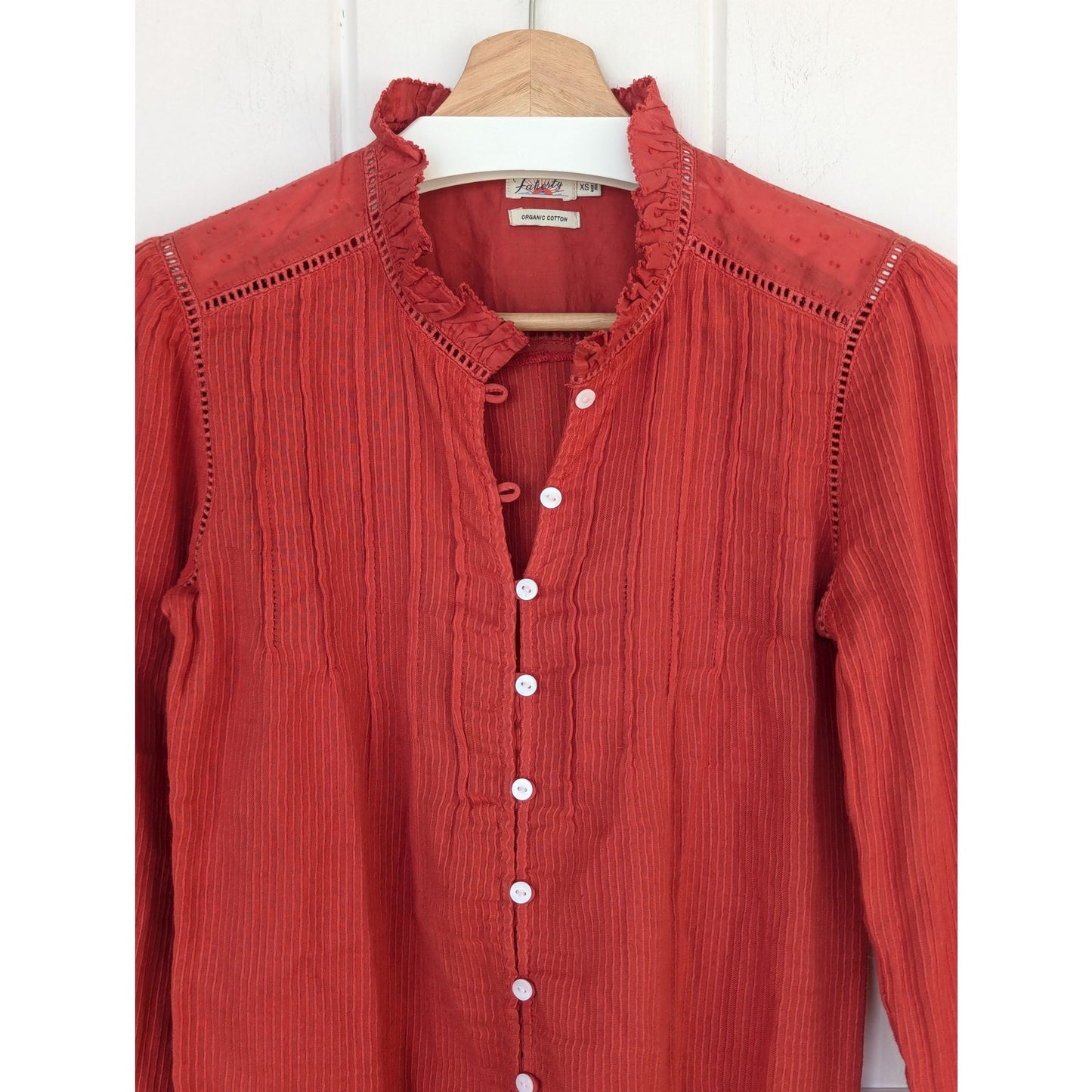 Faherty Red Organic Cotton Western Style Top Size XS