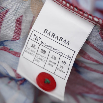 Barabas Red Floral Shirt M Linen Cotton Hawaiian Tropical NWT