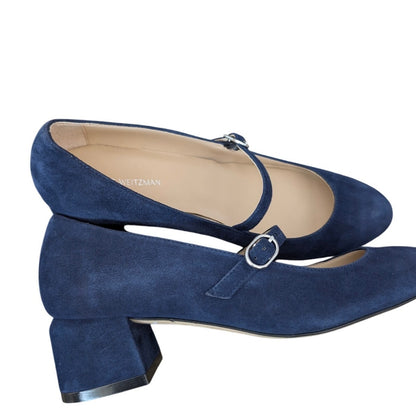 Stuart Weitzman Gabby 45 Maryjane Pumps 6.5 Navy Suede