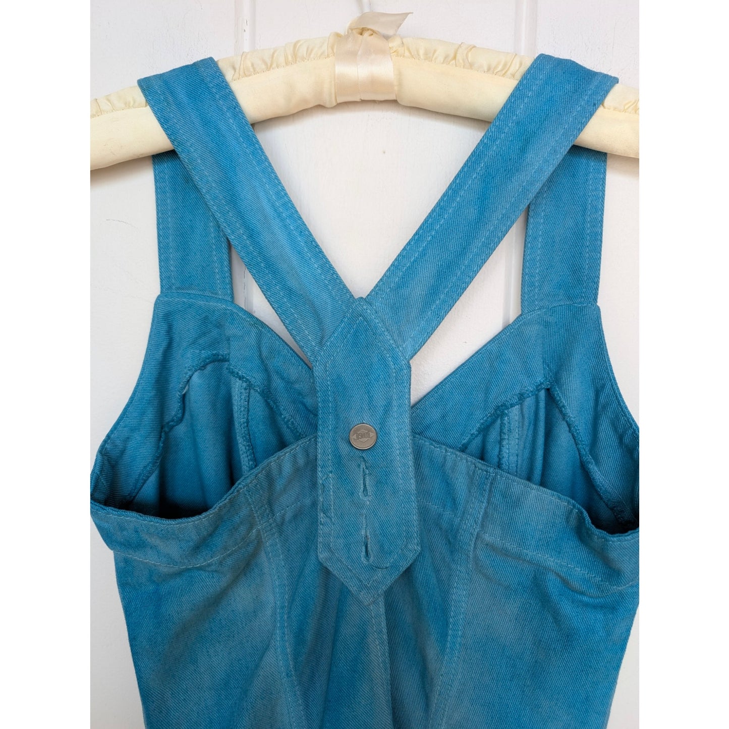 Vintage Bongo Sweatheart Neckline Denim Turquoise Dress 9
