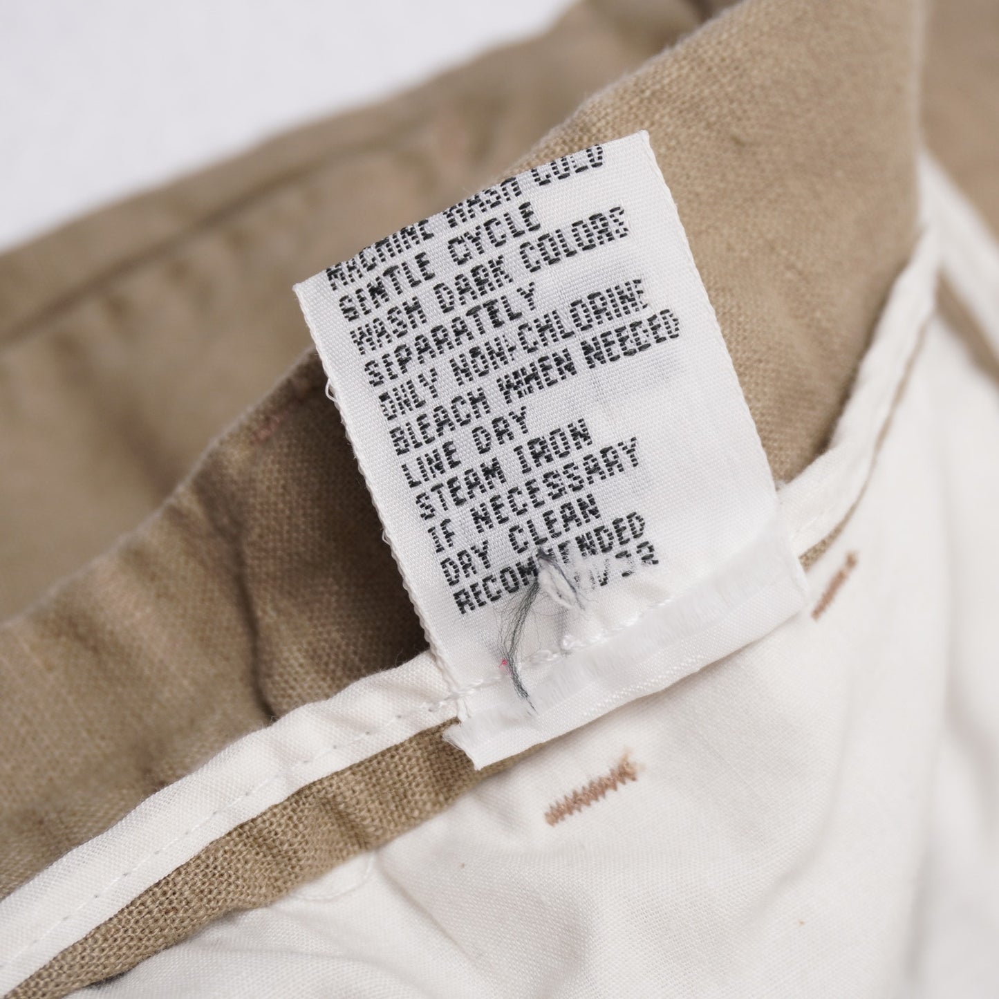 Men's Linen Blend Dress Pants Khaki Tan Pleated Cuffed Trousers Size 33
