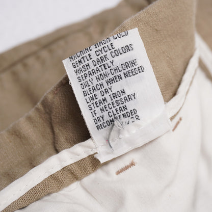Men's Linen Blend Dress Pants Khaki Tan Pleated Cuffed Trousers Size 33