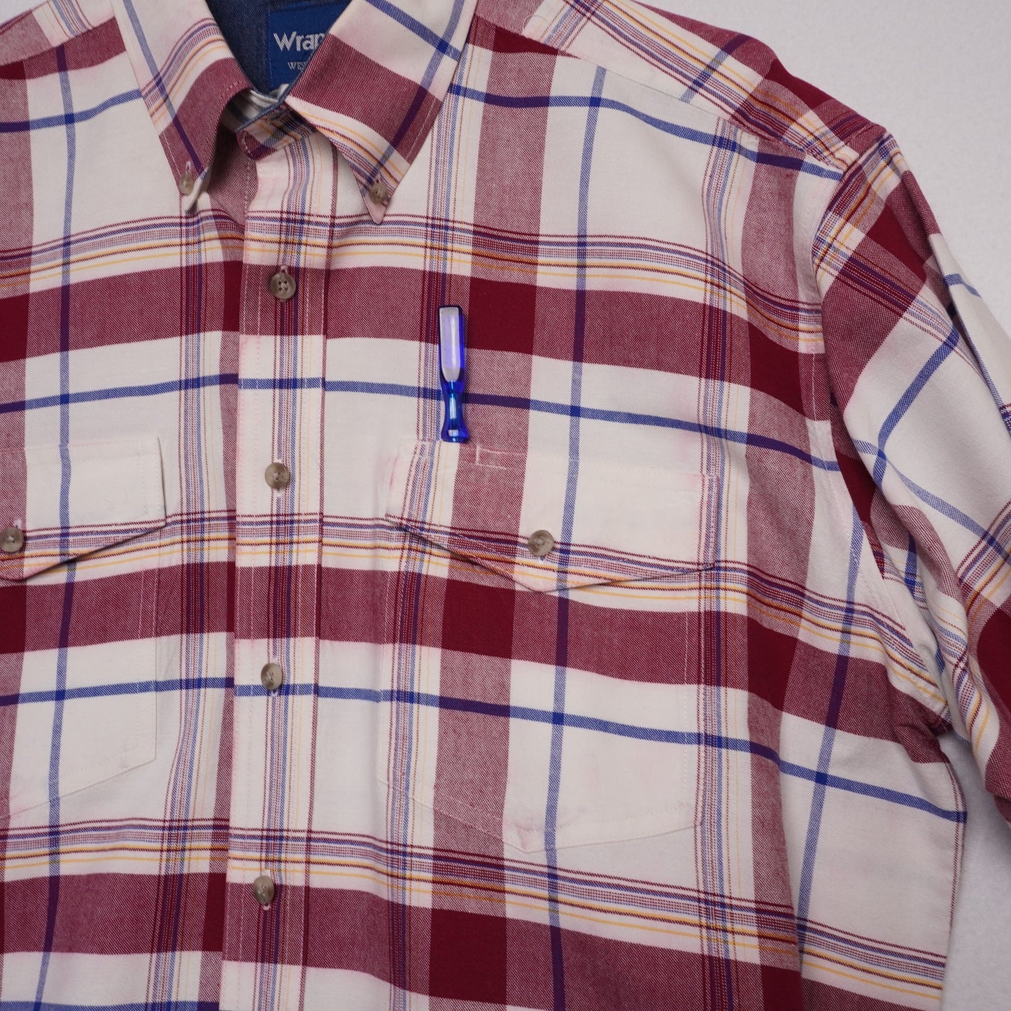 Vintage Wrangler Red and Blue Plaid Short Sleeve Western Shirt XL