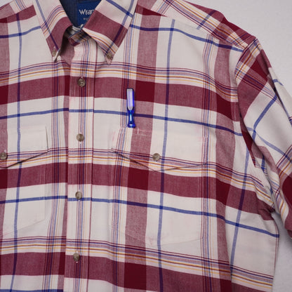 Vintage Wrangler Red and Blue Plaid Short Sleeve Western Shirt XL