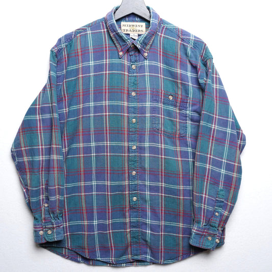 Midwest Traders Plaid Flannel Shirt Vintage Soft Worn-In Size M