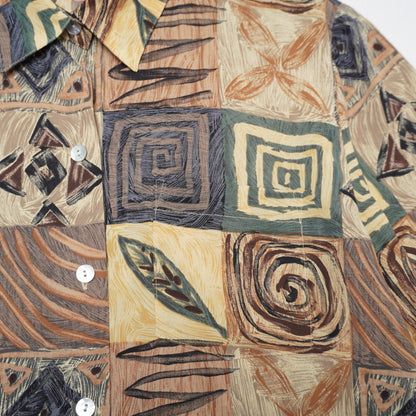 Vintage Kathy Che Abstract Print Button-Up Shirt – Tribal Pattern Boho – Size 12