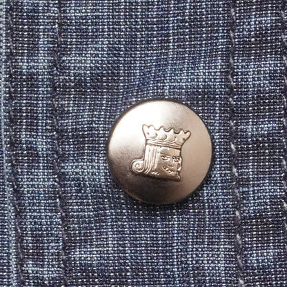 Grown General Denim Snap Button Western Shirt Men’s Large Workwear Cowboy Blue