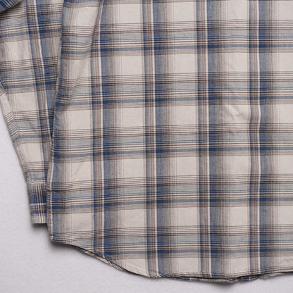 Columbia Sportswear Gray/Blue/Brown Cotton Plaid Shirt Size L