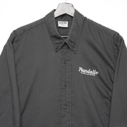 VTG Randall USA Amplifiers Button-Up Shirt Black L USM Corp Rock Promo Workwear