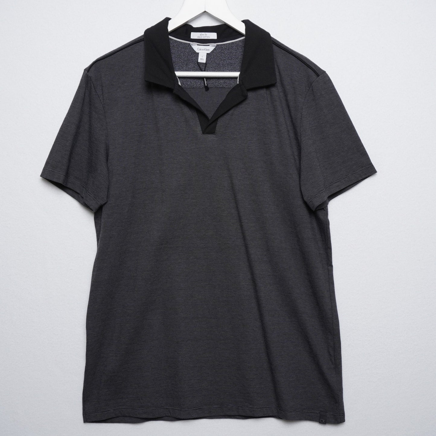 NWOT Calvin Klein Gray Liquid Cotton Slim Fit Polo L