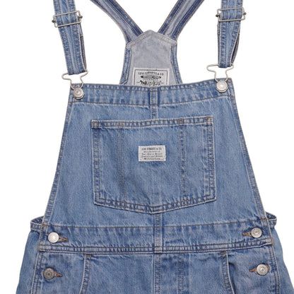 Levi's Denim Short Button Bib Overalls Women's S  16" Waist 34" Length