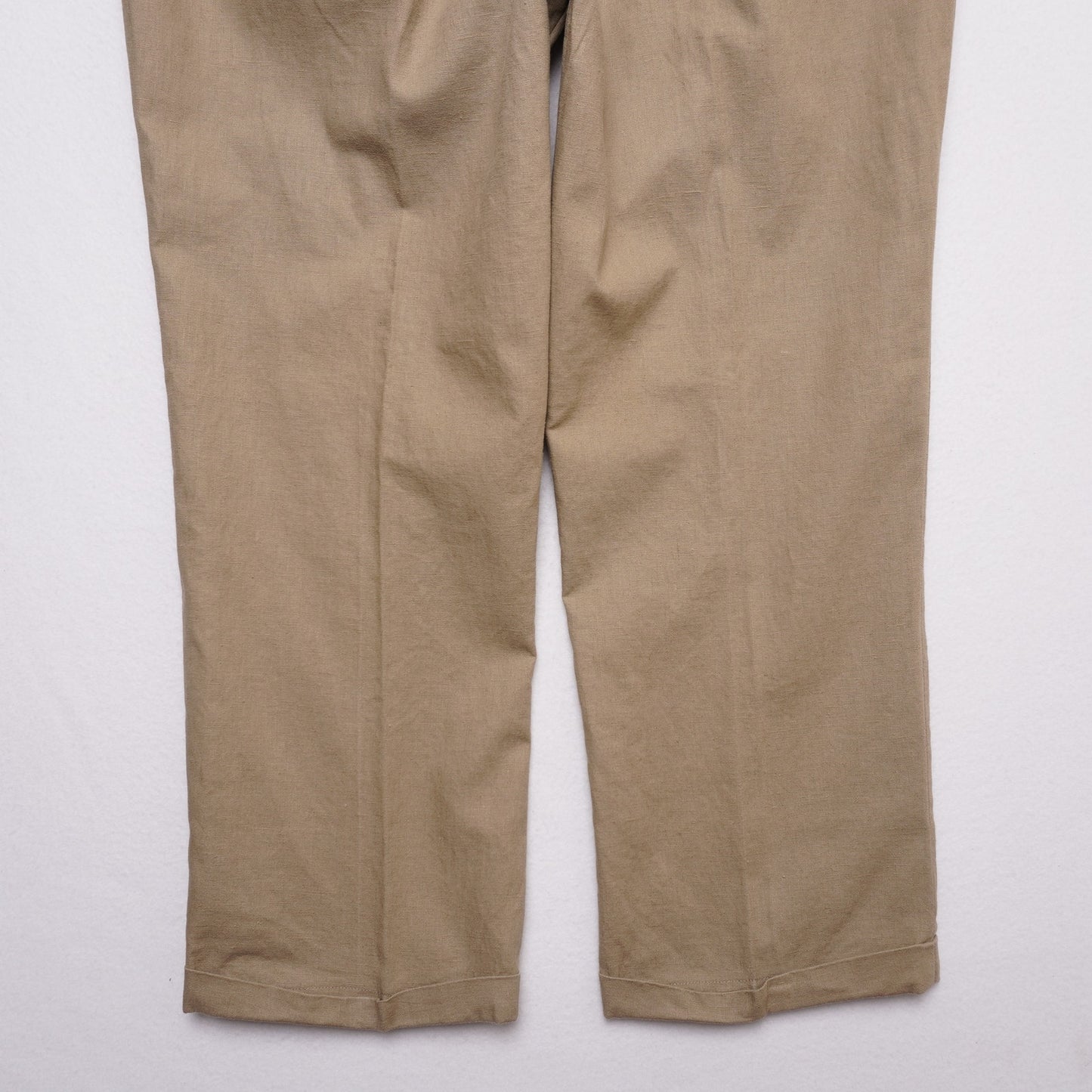 Men's Linen Blend Dress Pants Khaki Tan Pleated Cuffed Trousers Size 33