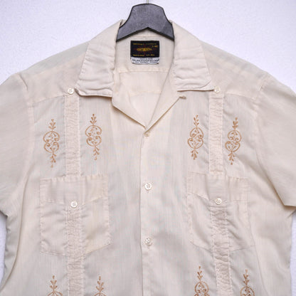 Vintage Continental Embroidered Guayabera Shirt - Made in Mexico L