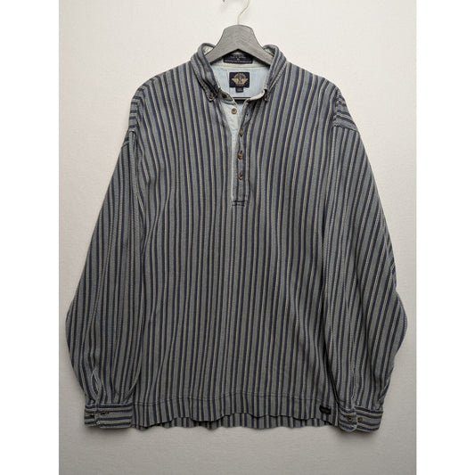 Dockers Striped  Vintage Style Henley Cotton Pullover Shirt XL