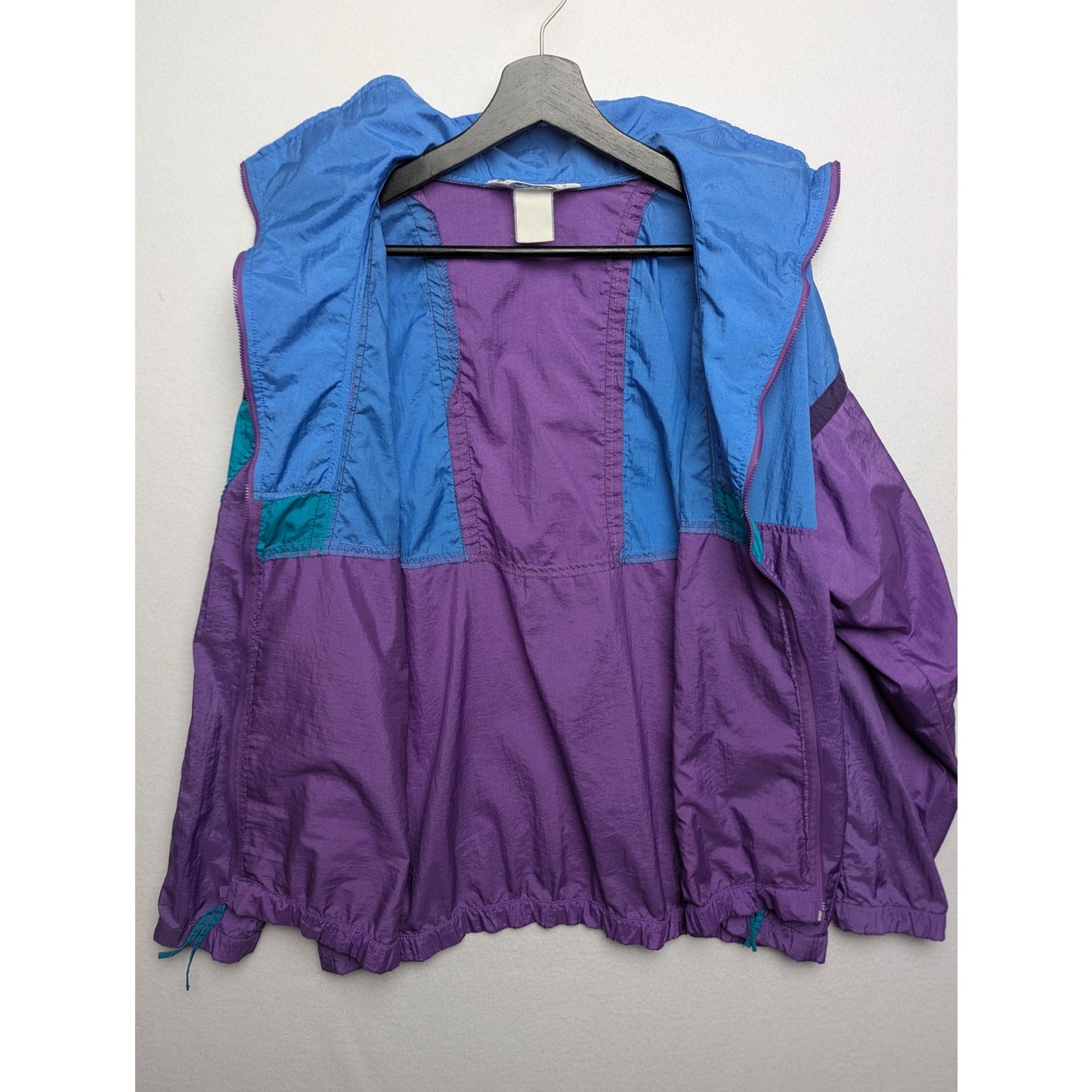 Vintage Columbia Women's Blue/Purple/Green Zip-Up Windbreaker Size L