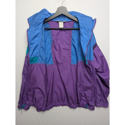 Vintage Columbia Women's Blue/Purple/Green Zip-Up Windbreaker Size L