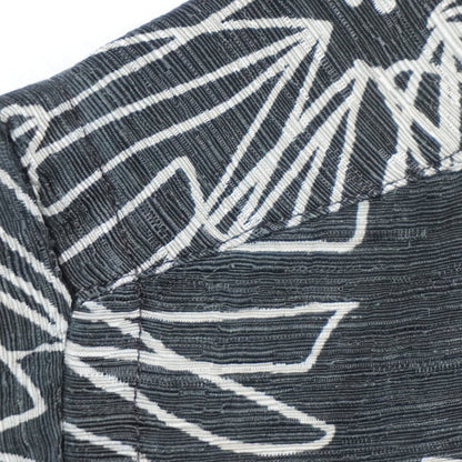 Geoffrey Beene Black Silk Linen Short Sleeve Shirt Abstract Floral Print Size XL
