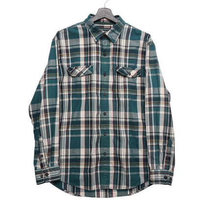 G.H. Bass & Co. Flannel Shirt Men’s L Green Plaid 100% Cotton 24.5x32