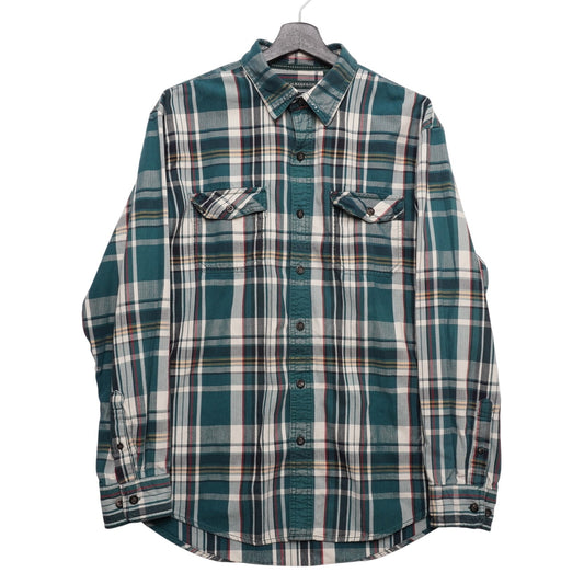 G.H. Bass & Co. Flannel Shirt Men’s L Green Plaid 100% Cotton 24.5x32